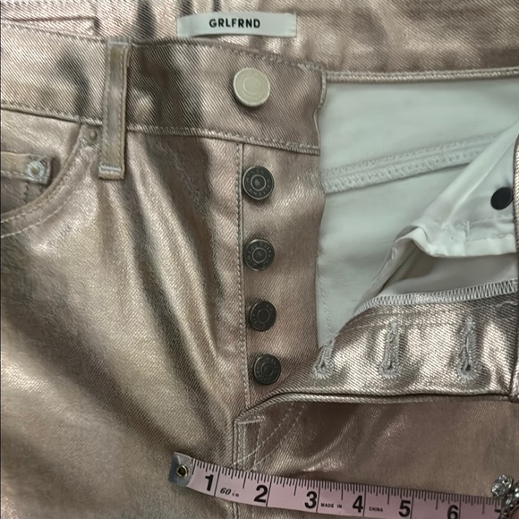 NWT GRLFRND Karolina Pink Metallic Skinny Jeans Size 27 Festival Disco Luxury - Picture 11 of 16